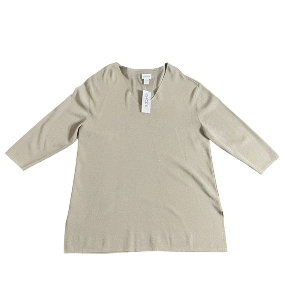 New Chicos Women's Metro Knit Soho V neck Tunic Sweater Green size XL - Picture 3 of 12